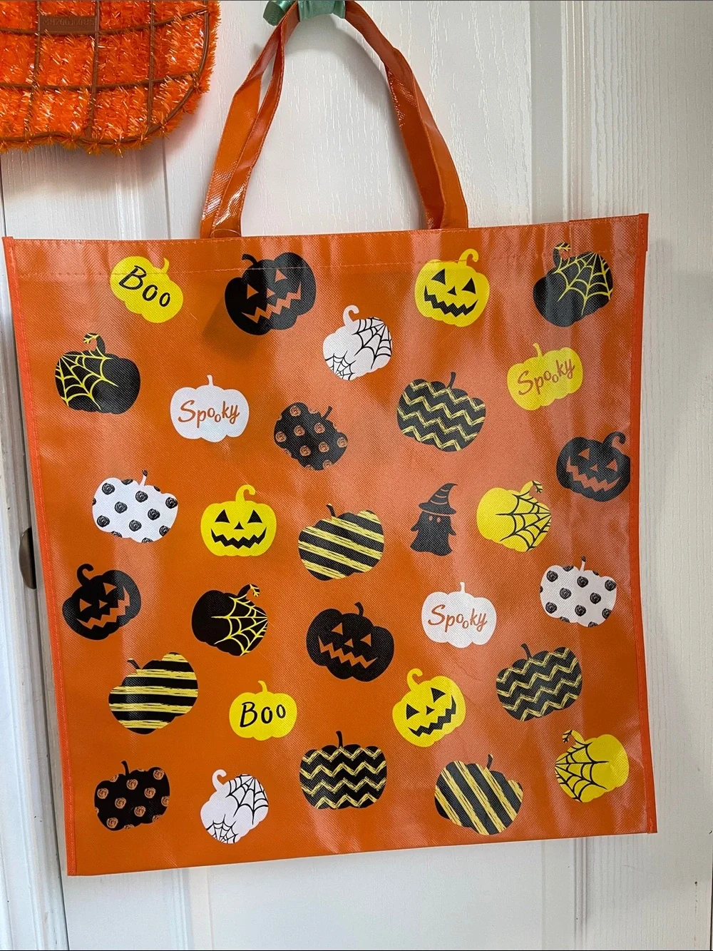 Halloween Pumpkin Treat Bag — Orange Spooky Design